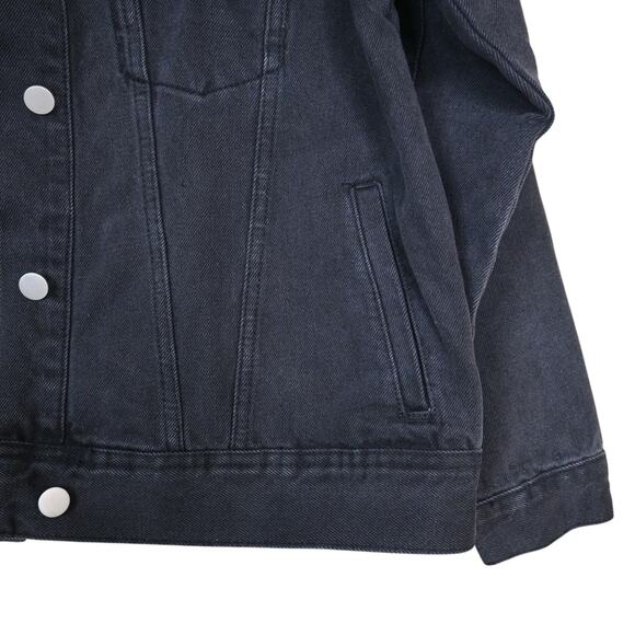 Sadie & Sage Women's XS Let's Be Kinder Humans Denim Jacket in Black (Oversized) - Picture 5 of 8